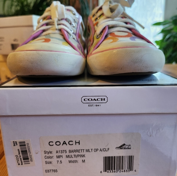 Coach Barrett lace canvas sneaker. Multi pink, size 7.5 - Picture 3 of 13
